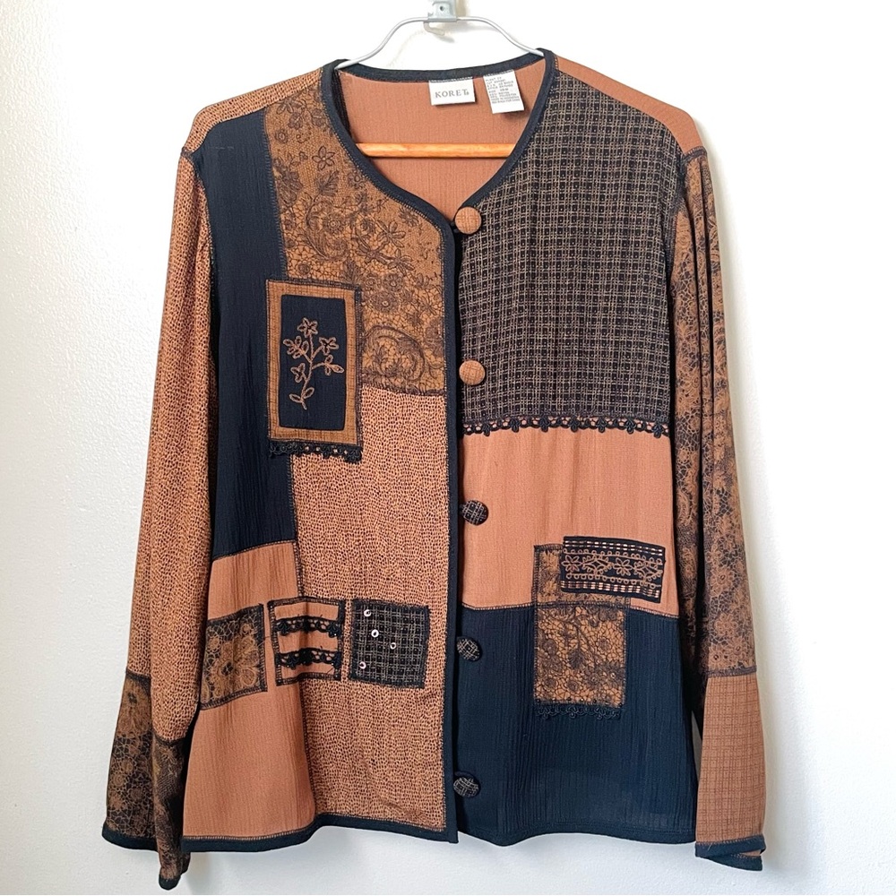 Vtg Koret Jacket Women's 16w Patchwork Button Up … - image 1